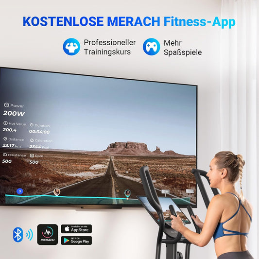 MERACH Heimtrainer Crosstrainer: Leise, Magnetisch, App, 8 Stufen, 160KG Kapazitätl