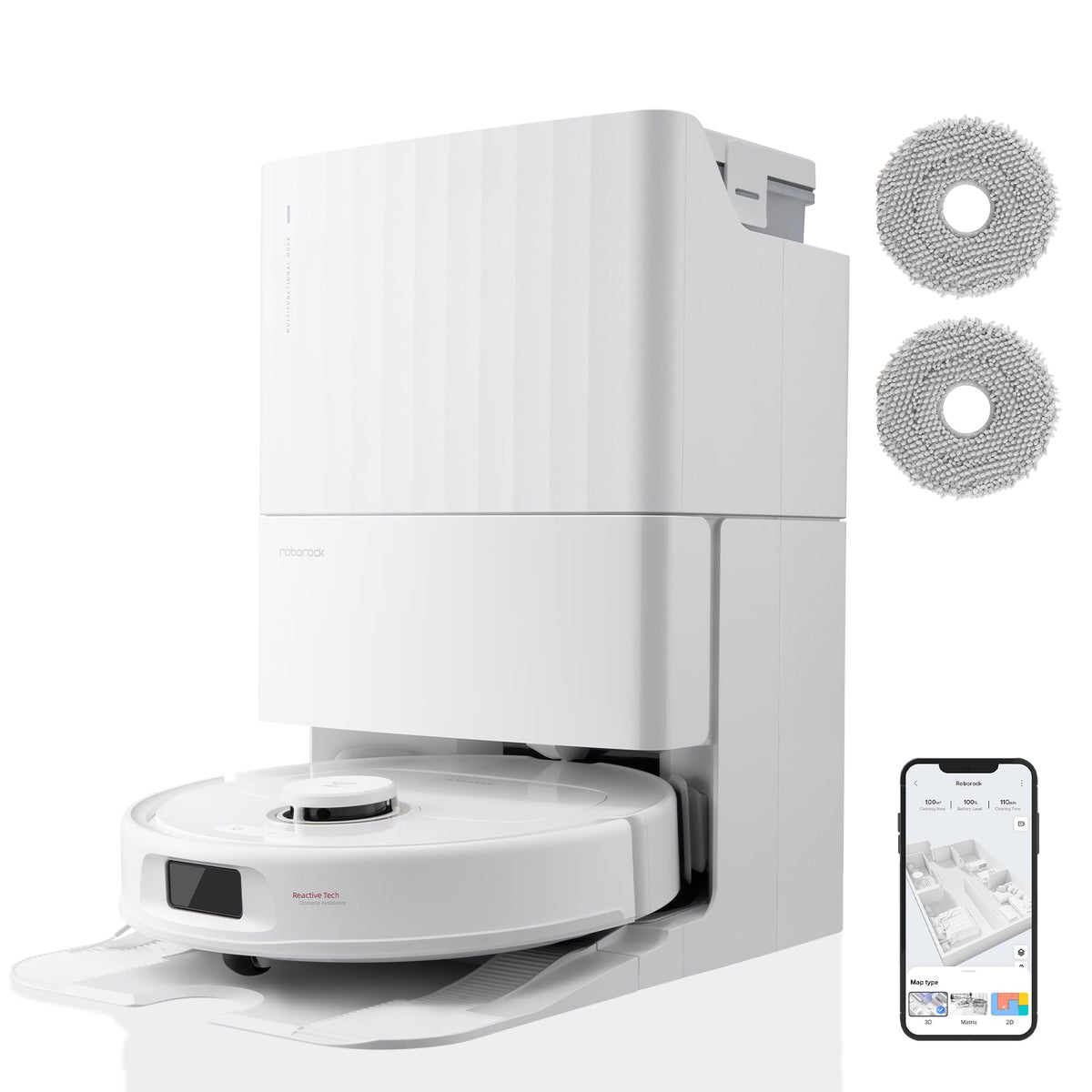 roborock Qrevo Pro Set Saugroboter mit Wischfunktion&Hebarem Wischmopp, 7000Pa, FlexiArm Design™ Kantenreinigung, 60 °C Heißwasser-Moppwäsche, zusätzlich 2 Wischmops, Roboterstaubsauger-Set(Schwarz)