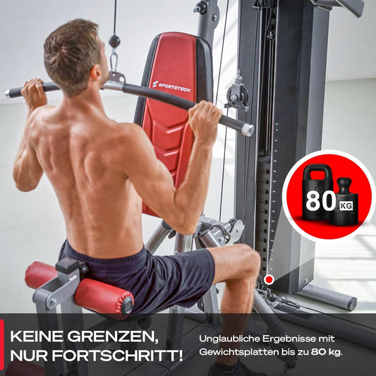 Sportstech HGX300: Multifunktions-Kraftstation mit Beinpresse, Stepper & Powertowerl