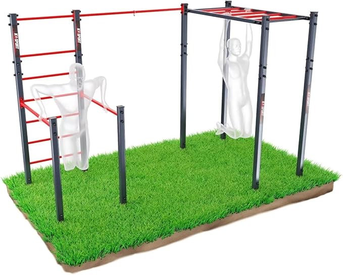 K-Sport Calisthenics Turnstange: Wetterfeste Garten-Kraftstation mit Hangelleiterl