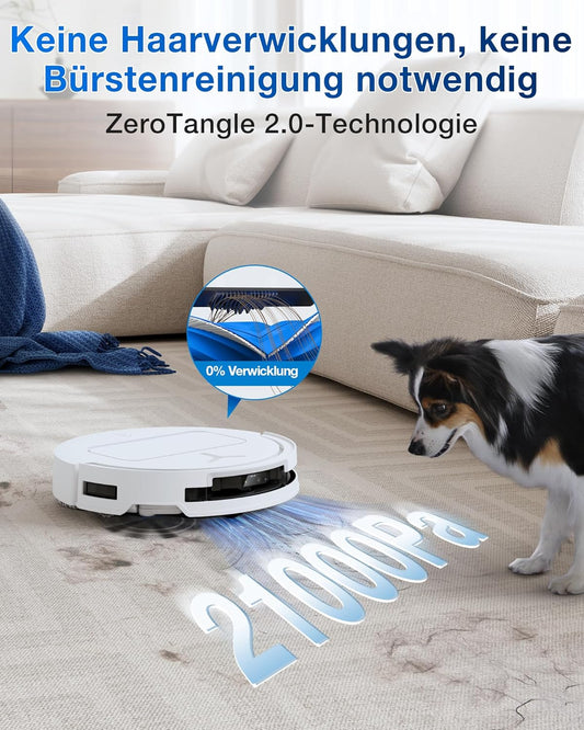 ECOVACS DEEBOT T50 Omni Gen2 Saugroboter: 21.000 Pa, Wischfunktion, ZeroTangle, All-in-One Station, Weißd