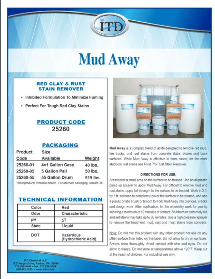 Mud Away – Stain Removal Product 1 Gallon