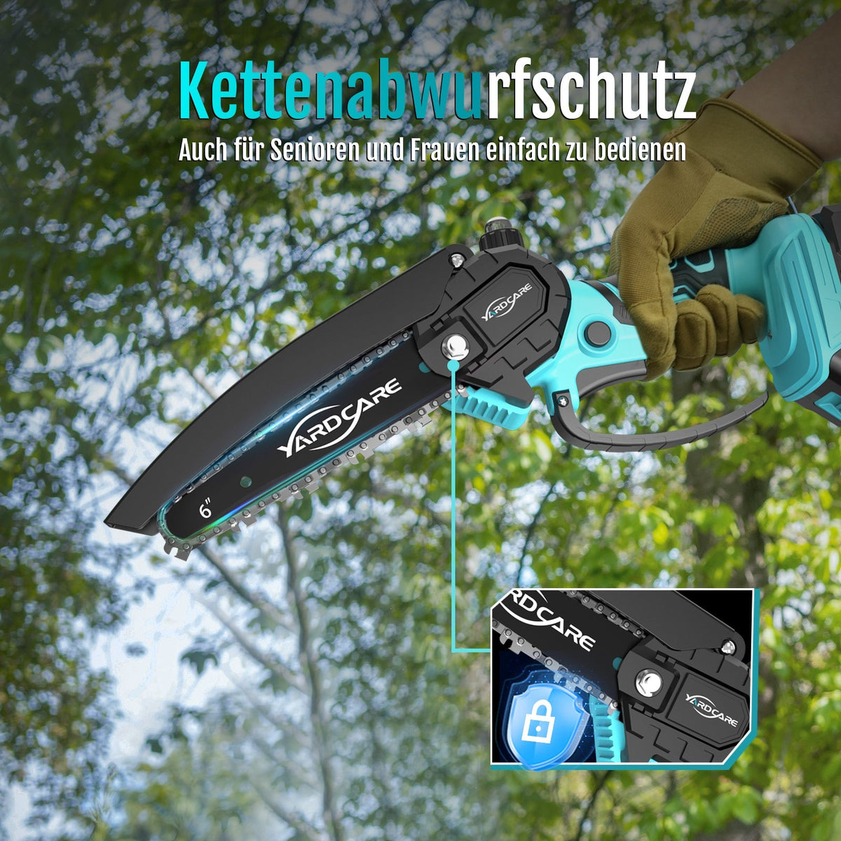 YARDCARE 6" bürstenlose Akku-Kettensägef