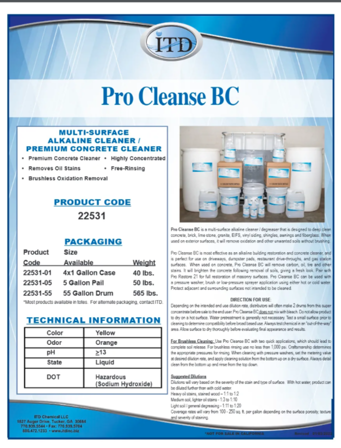 Pro Cleanse BC – Oil Stain Remover 1G