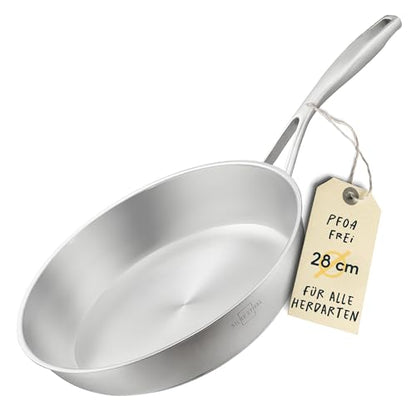 SILBERTHAL Profi Edelstahlpfannen Set 6-teilig 28cm – Induktion, Antihaft & Purd
