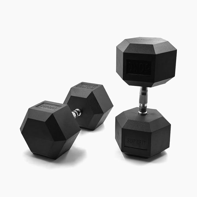 SUPRFIT Hexagon Kurzhanteln Paar: Gummierte Eisenkern Hanteln für Krafttrainingl