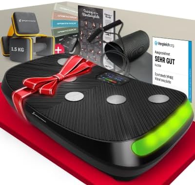 Sportstech VP400: 4D Vibrationsplatte mit Smart‑LED und Trainingsbändernl