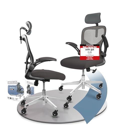 CLOUVOU PowerSeat Testsieger Ergonomischer Bürostuhl – Voll Anpassbar, Gaming, 200 kgd