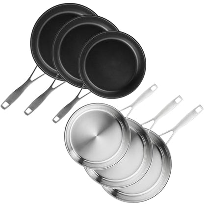 SILBERTHAL Profi Edelstahlpfannen Set 6-teilig 28cm – Induktion, Antihaft & Purd