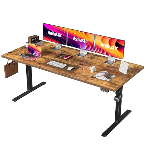 Agliestic Ergonomischer Höhenverstellbarer Steh-Sitz-Schreibtisch 160x80cm Doppelmotor Memory-Steuerung Homeofficed