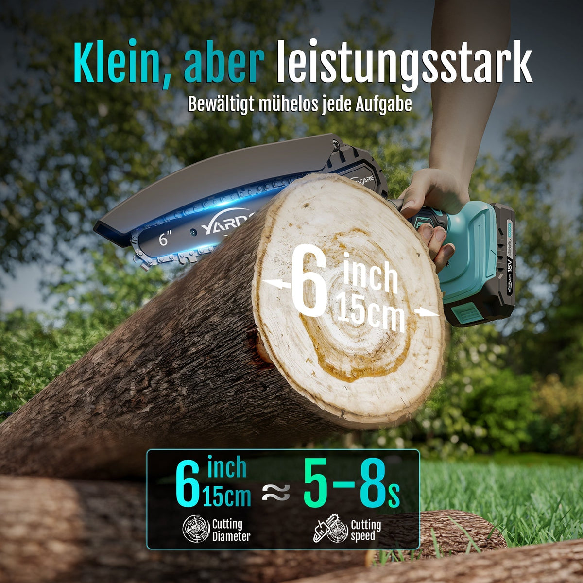 YARDCARE 6" bürstenlose Akku-Kettensägef
