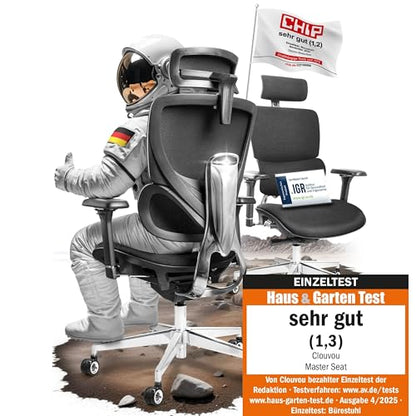 CLOUVOU MasterSeat Ergonomischer Bürostuhl: Testsieger, Individuell Anpassbar, Home Office & Gaming Stuhld