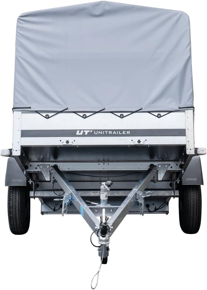 UNITRAILER Trailer Car 230 x 125 cm Garden Trailer 230 Tilting Unitrailer 750 kg with Jockey Wheel, Tarpaulin and High Arrowl