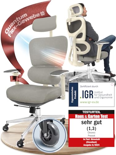 CLOUVOU MasterSeat Ergonomischer Bürostuhl: Testsieger, Individuell Anpassbar, Home Office & Gaming Stuhld