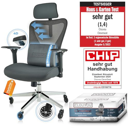 CLOUVOU MasterSeat Ergonomischer Bürostuhl: Testsieger, Individuell Anpassbar, Home Office & Gaming Stuhld