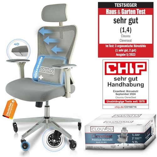 CLOUVOU MasterSeat Ergonomischer Bürostuhl: Testsieger, Individuell Anpassbar, Home Office & Gaming Stuhld