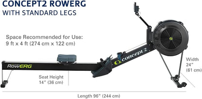Concept2 RowErg Modell D: Rudergerät mit Luftwiderstand, Standardbeinen, Schwarzl