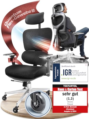 CLOUVOU MasterSeat Ergonomischer Bürostuhl: Testsieger, Individuell Anpassbar, Home Office & Gaming Stuhld