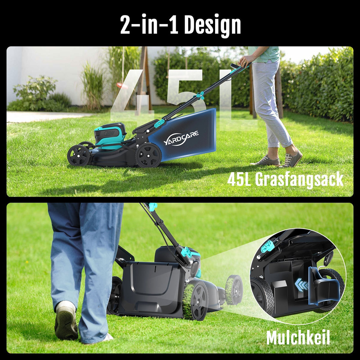 YARDCARE 16" bürstenloser Akku-Rasenmäherf