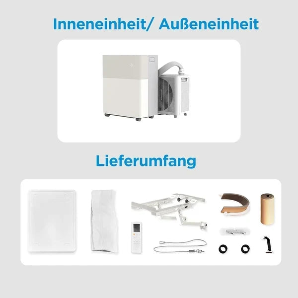 Midea PortaSplit-E Tragbare Klimaanlage 12000 BTU Heizung Kühlung, Fernbedienungl