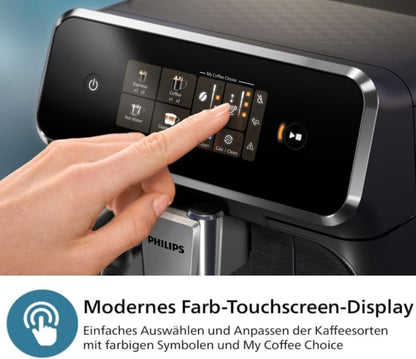 Philips 2300 Kaffeevollautomat: 4 Getränke, LatteGo, SilentBrew, Keramikmahlwerk, AquaClean Mattschwarzd
