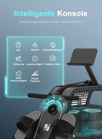 NEEZEE Wasserrudergerät: Bluetooth-Monitor, Tablet-Halterung, 150 kg Kapazitätl
