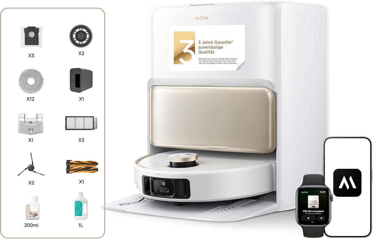 Mova V50 Ultra Saugroboter: Smartes Wischen, 24.000 Pa, Tierhaar-Championd