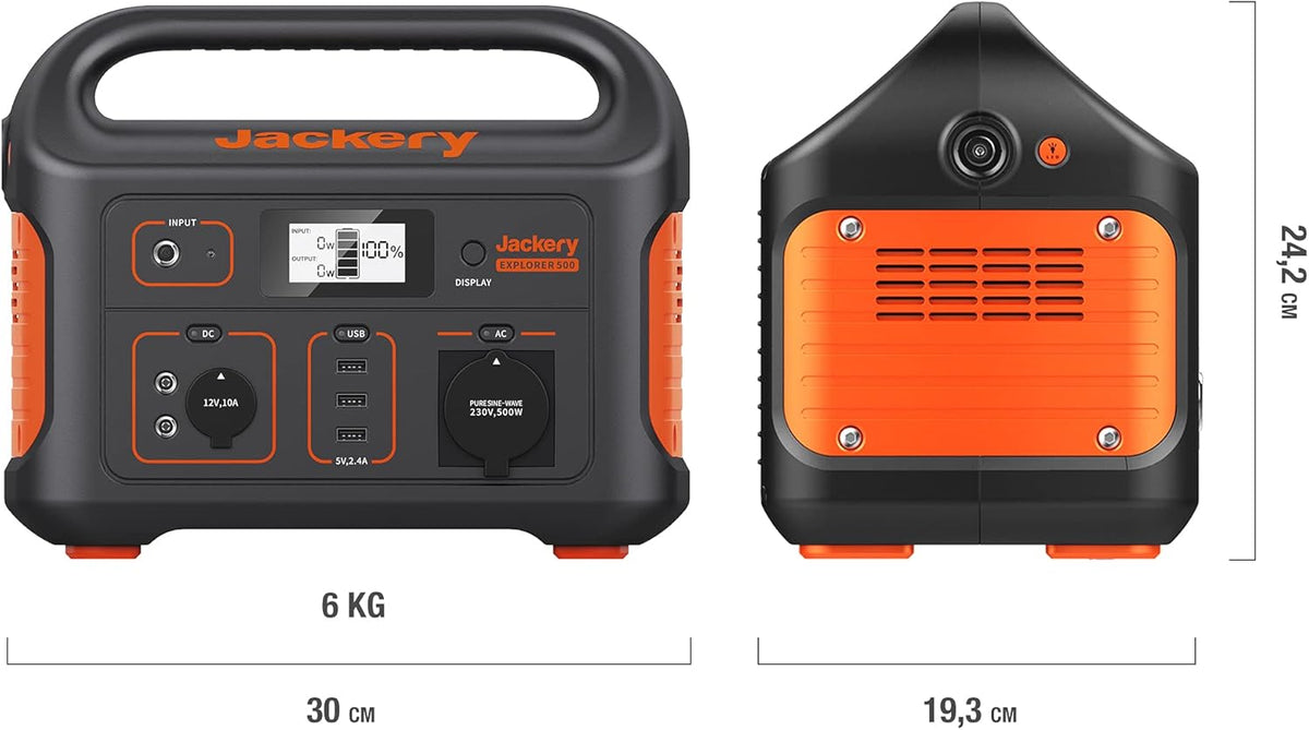 Jackery Explorer 500 Powerstation 518Wh, 500W (1000W Peak), USB & 230Vf