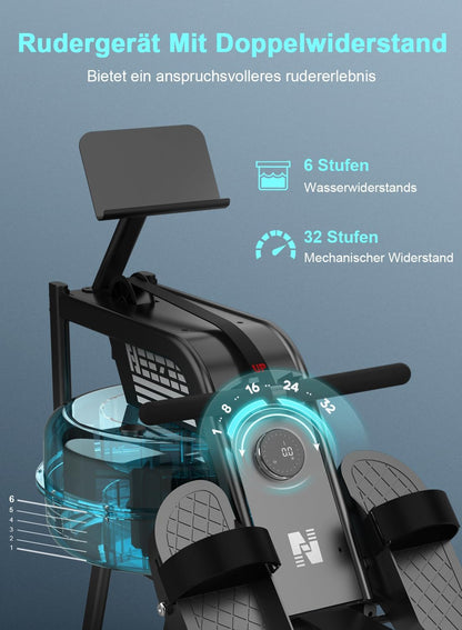 NEEZEE Wasserrudergerät: Bluetooth-Monitor, Tablet-Halterung, 150 kg Kapazitätl
