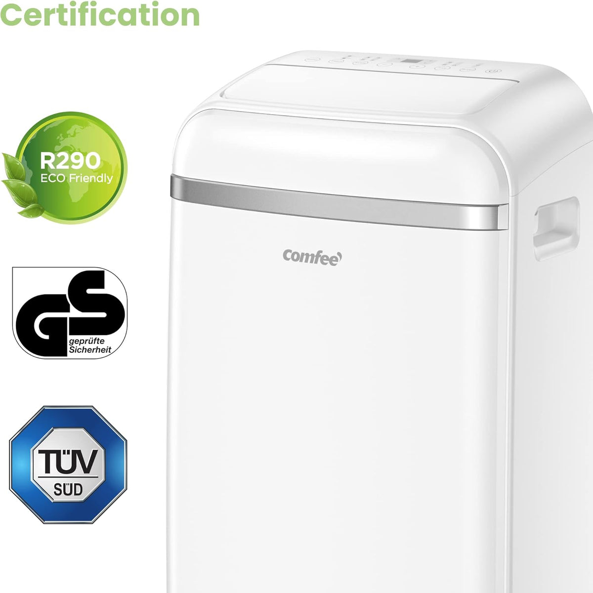 Comfee Mobiles Klimagerät Pro 10000 BTU 3-in-1: Effiziente Raumkühlung, Entfeuchtung, Ventilationd