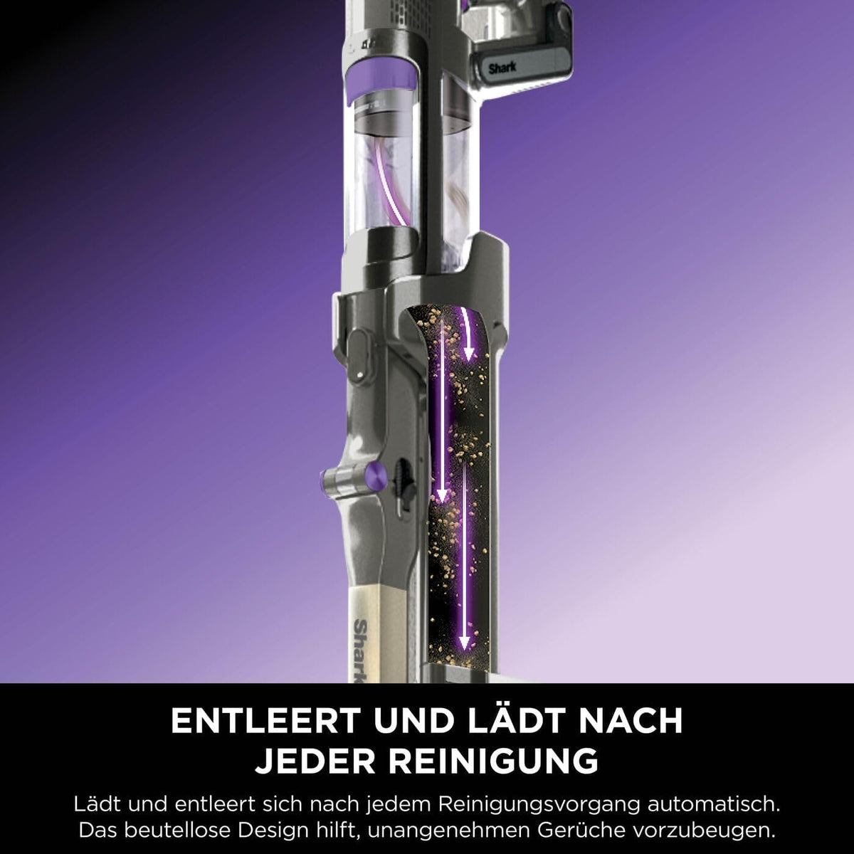 Shark PowerDetect Akku-Staubsauger: Auto-Entleerung, DuoClean Detect, Anti-Hair Wrap, Geruchsschutz, Graud