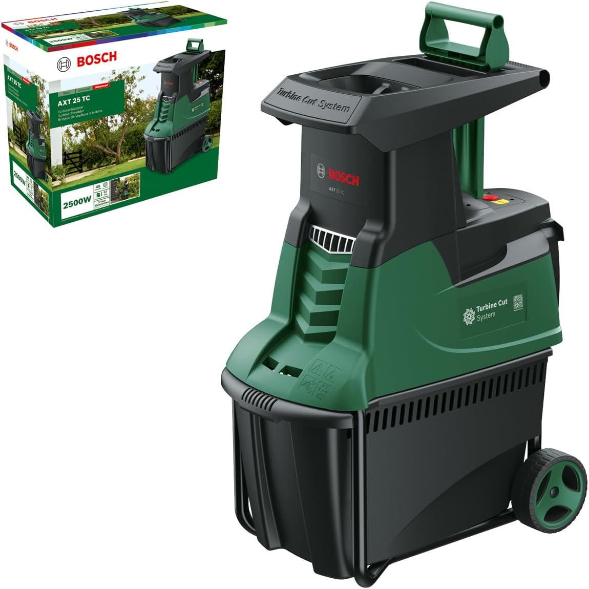 Bosch Turbinenhäcksler AXT 25 TC (2.500 W; geeignet für Holz und harte Gartenabfälle; integrierte Fangbox 53 l; in Karton)f