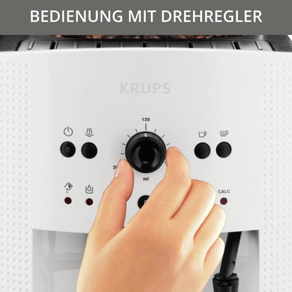 Krups Arabica Picto Kaffeevollautomat: Milchdüse, 2-Tassen, Drehregler, einfache Reinigung, TÜV-zertifiziert, Weißd