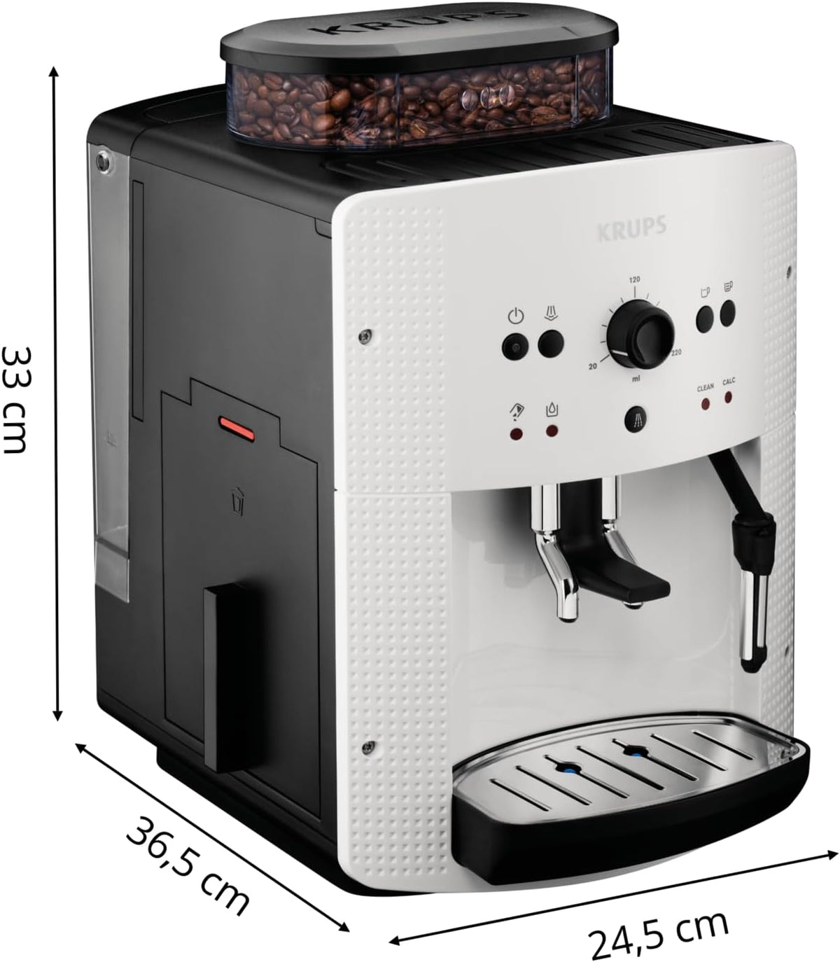 Krups Arabica Picto Kaffeevollautomat: Milchdüse, 2-Tassen, Drehregler, einfache Reinigung, TÜV-zertifiziert, Weißd