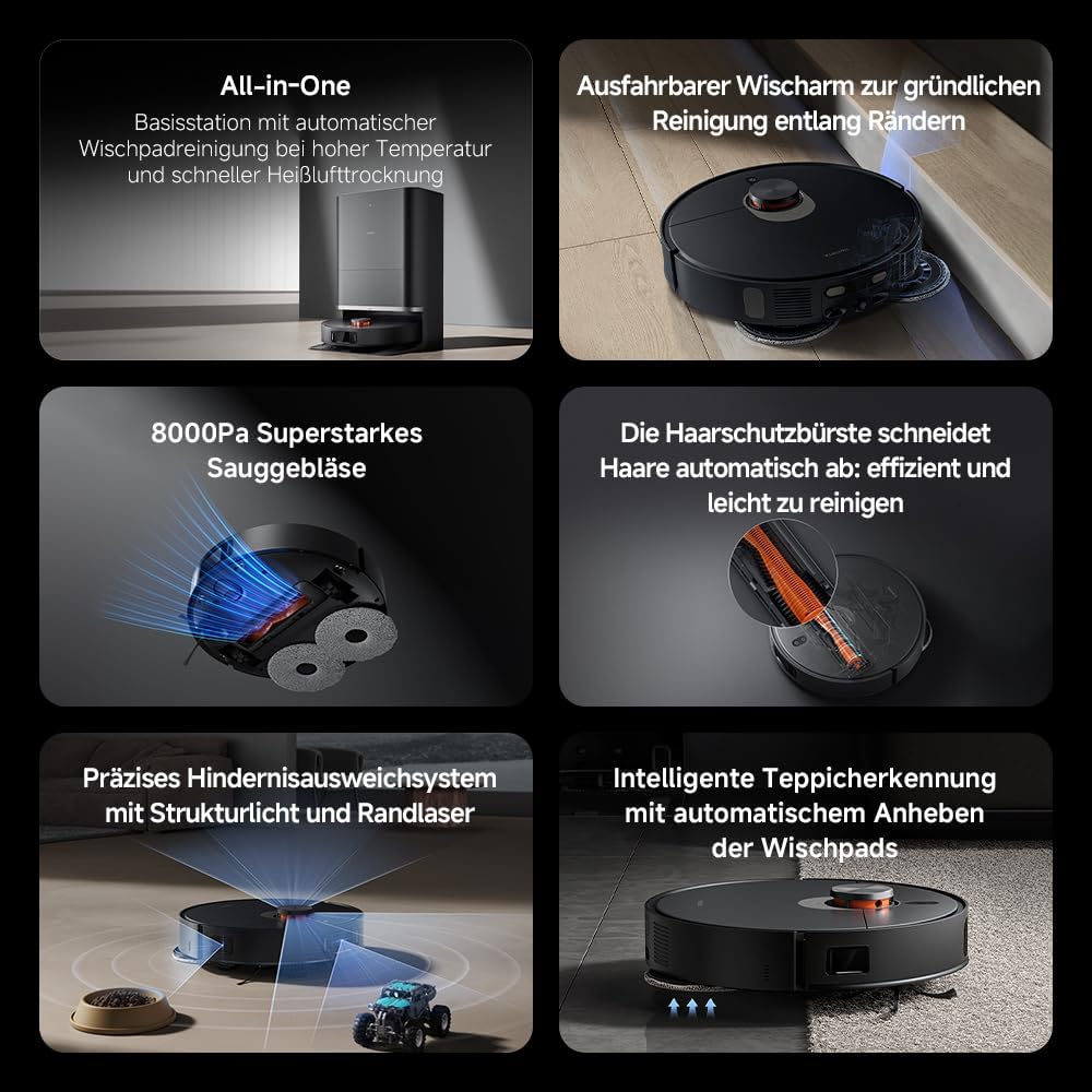 Xiaomi X20 Max, 8,000Pa, Dual Mop, Heißwasser, 75 Tage Staub, 5200mAhf