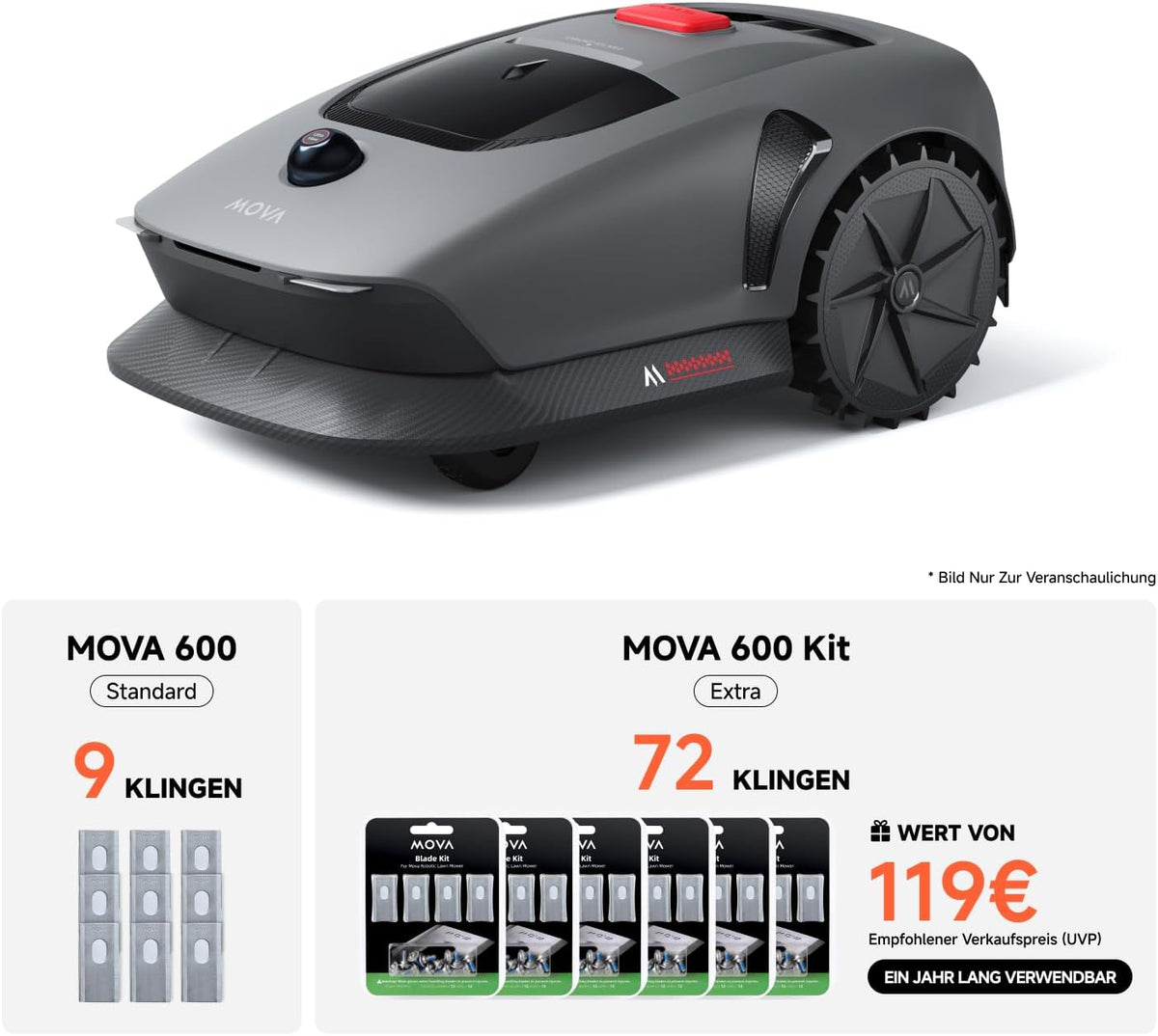 MOVA 600 Mähroboter 600 m², 3D-LiDAR & App-Steuerungf