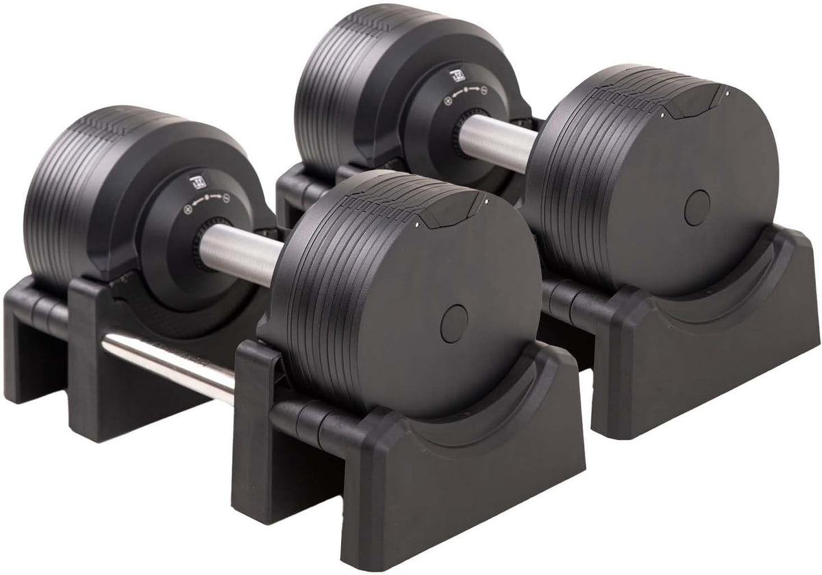 BRAINGAIN Verstellbare Hanteln: Chrom/Schwarz, Krafttraining für Zuhausel