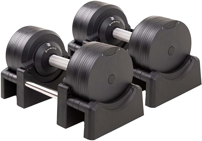 BRAINGAIN Verstellbare Hanteln: Chrom/Schwarz, Krafttraining für Zuhausel