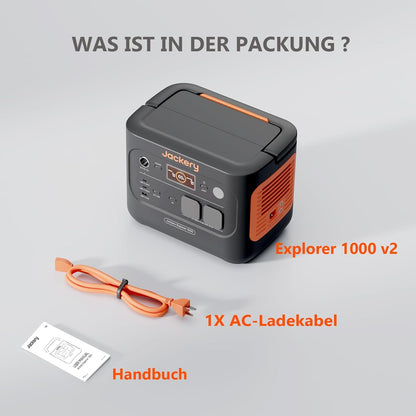 Jackery 1000 V2 Powerstation 1070Wh, 1500W, mit 200W Solarpanel & Schnellladungf