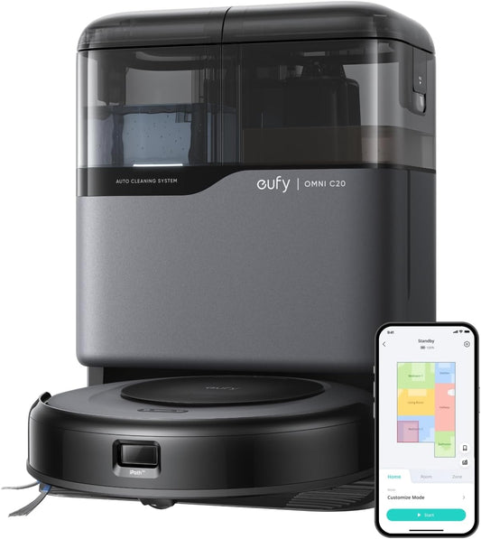 Eufy Omni C20, 7.000Pa, All-in-One-Station, Auto-Entleerung & -Reinigung, 8,5 cm, mit Wischfunktionf
