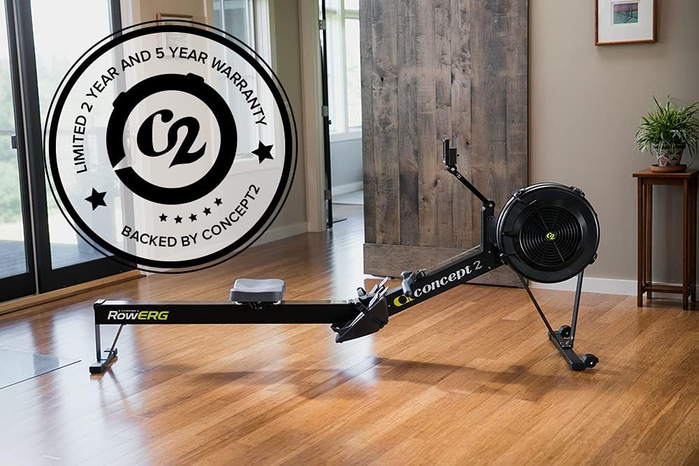 Concept2 RowErg Modell D: Rudergerät mit Luftwiderstand, Standardbeinen, Schwarzl