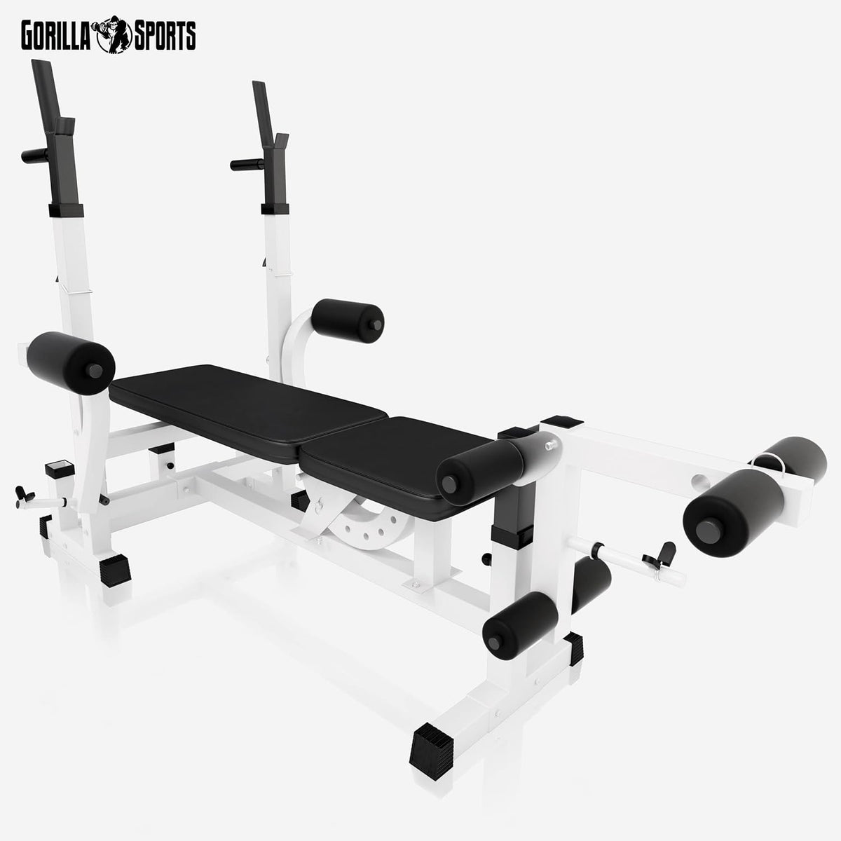 Gorilla Sports Hantelbank mit Gewichten, 170 cm Stange und Hantelsetl