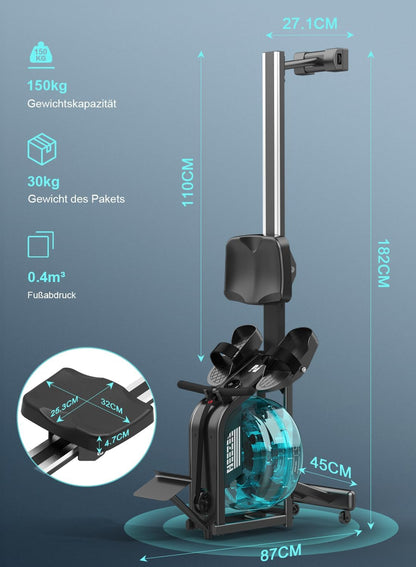 NEEZEE Wasserrudergerät: Bluetooth-Monitor, Tablet-Halterung, 150 kg Kapazitätl
