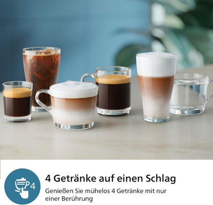 Philips 2300 Kaffeevollautomat: 4 Getränke, LatteGo, SilentBrew, Keramikmahlwerk, AquaClean Mattschwarzd