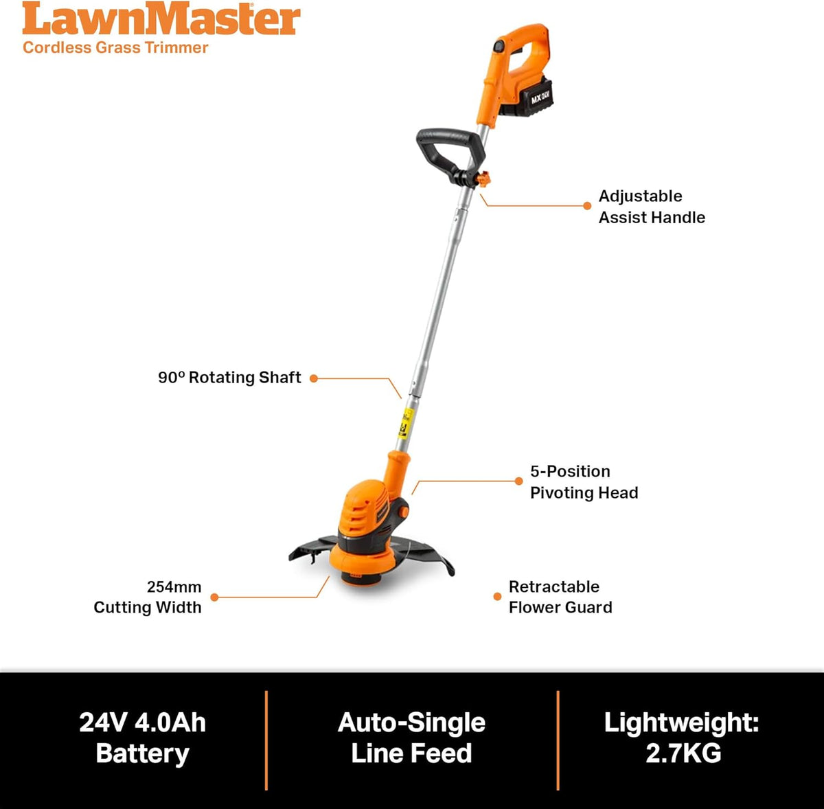 LawnMaster OcuMow™ 24V kabelloser Roboter-Rasenmäher & Trimmerf