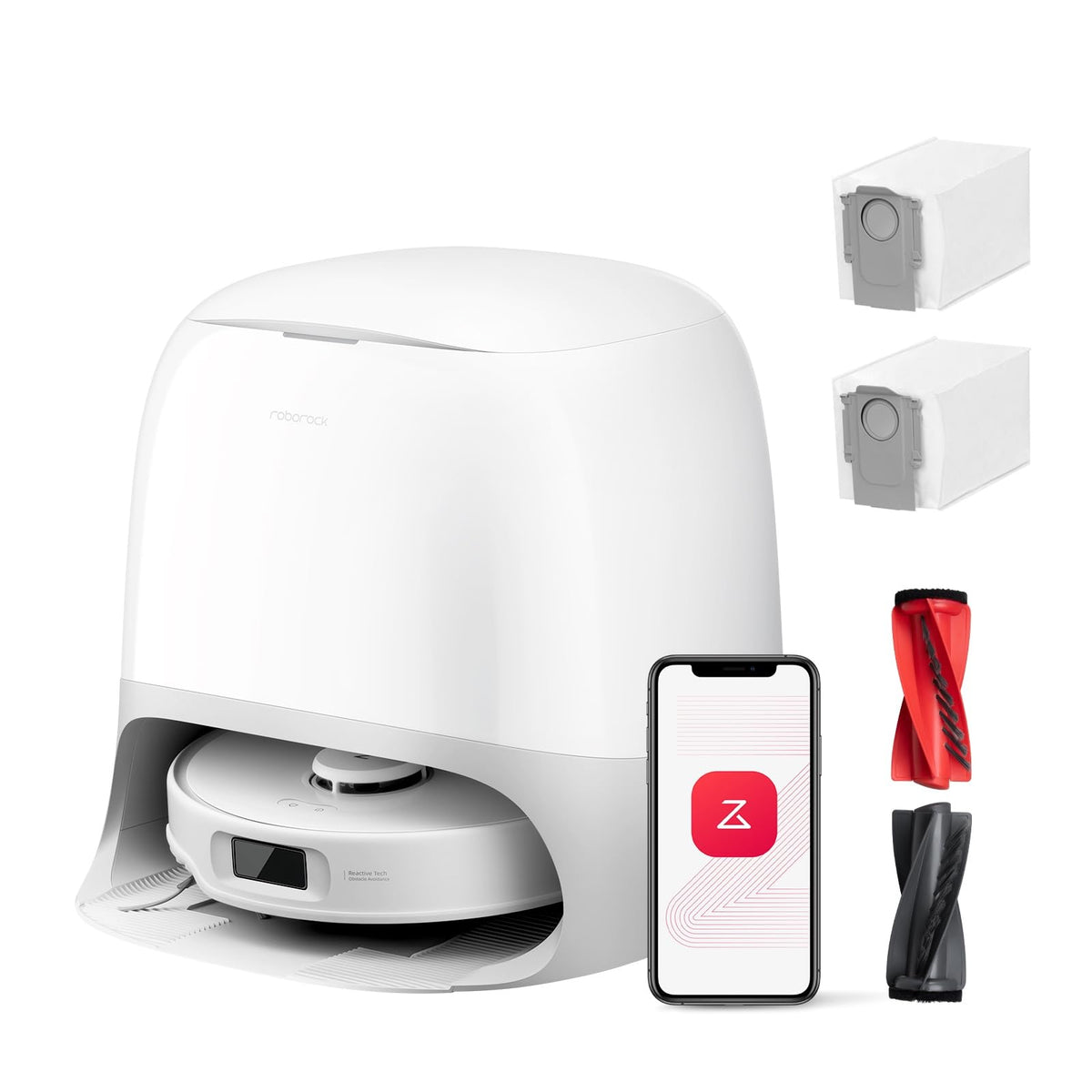 roborock Qrevo Curv Robot Vacuum Cleaner with Mop Function and Lifting Mop, Dual Anti-Tangle System, AdaptiLift™ Chassis, 18,500Pa, 75°C Hot Water Mop Wash, Intelligent Dirt Detection & Voice
