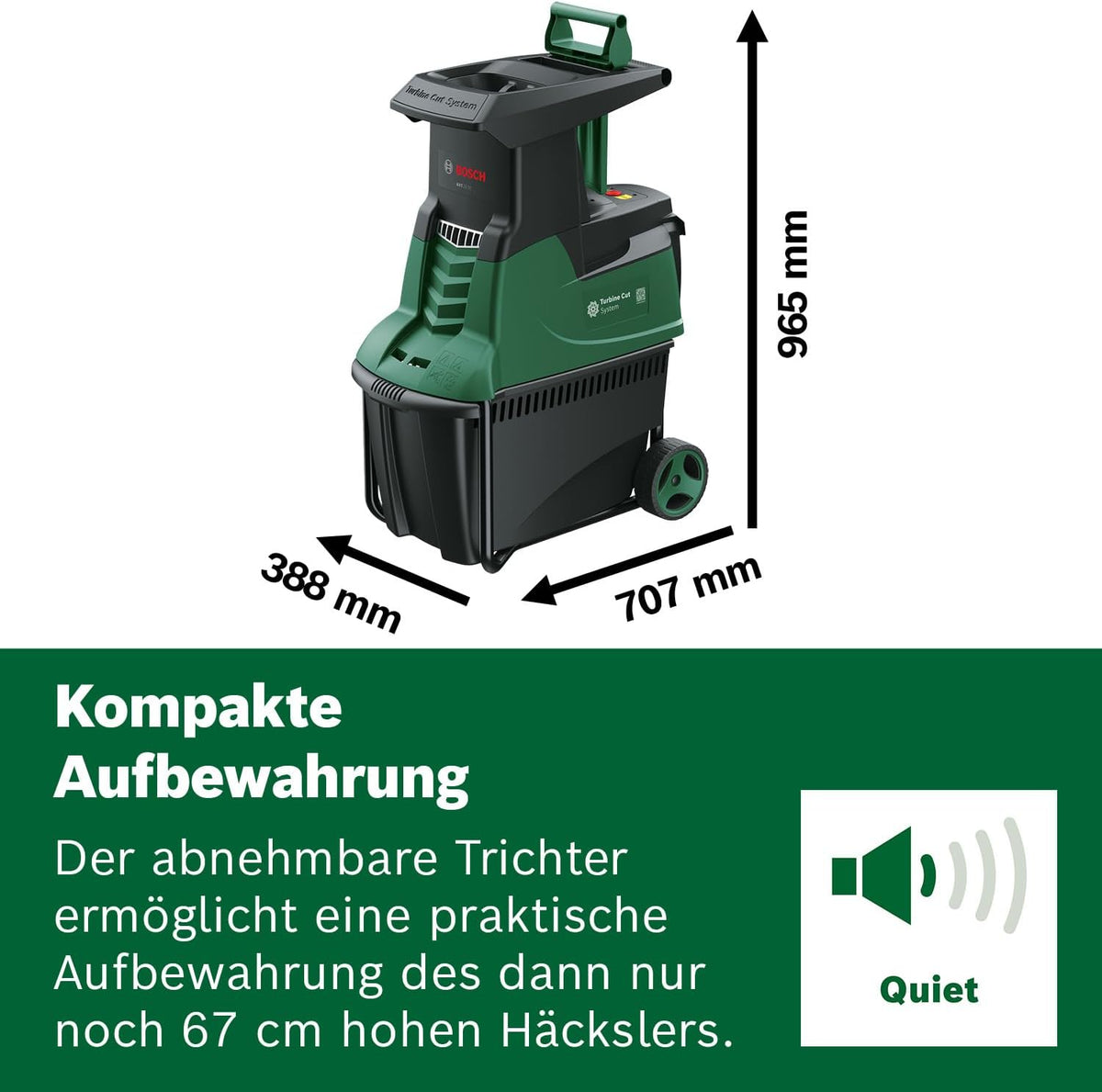 Bosch Turbinenhäcksler AXT 25 TC (2.500 W; geeignet für Holz und harte Gartenabfälle; integrierte Fangbox 53 l; in Karton)f