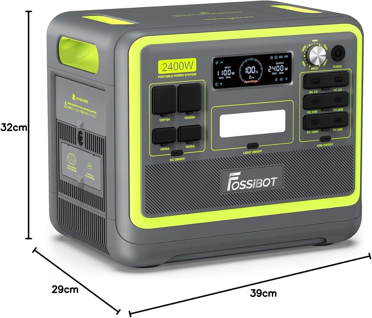 FOSSIBOT F2400 Powerstation 2400W (4800W Peak) mit 200W Solarpanelf