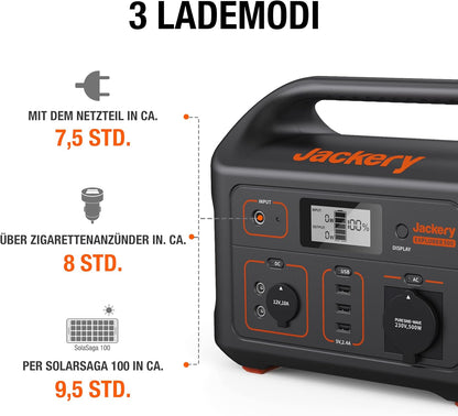 Jackery Explorer 500 Powerstation 518Wh, 500W (1000W Peak), USB & 230Vf