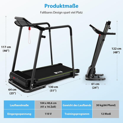 CIIHI Senioren Laufband: Heimtrainer mit extra langen Handläufen für Seniorenl